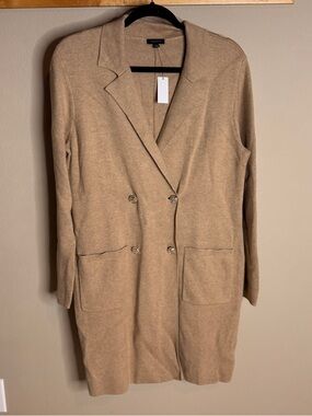 NWT Wool Talbots Tan Button-Front Knit Coatigan